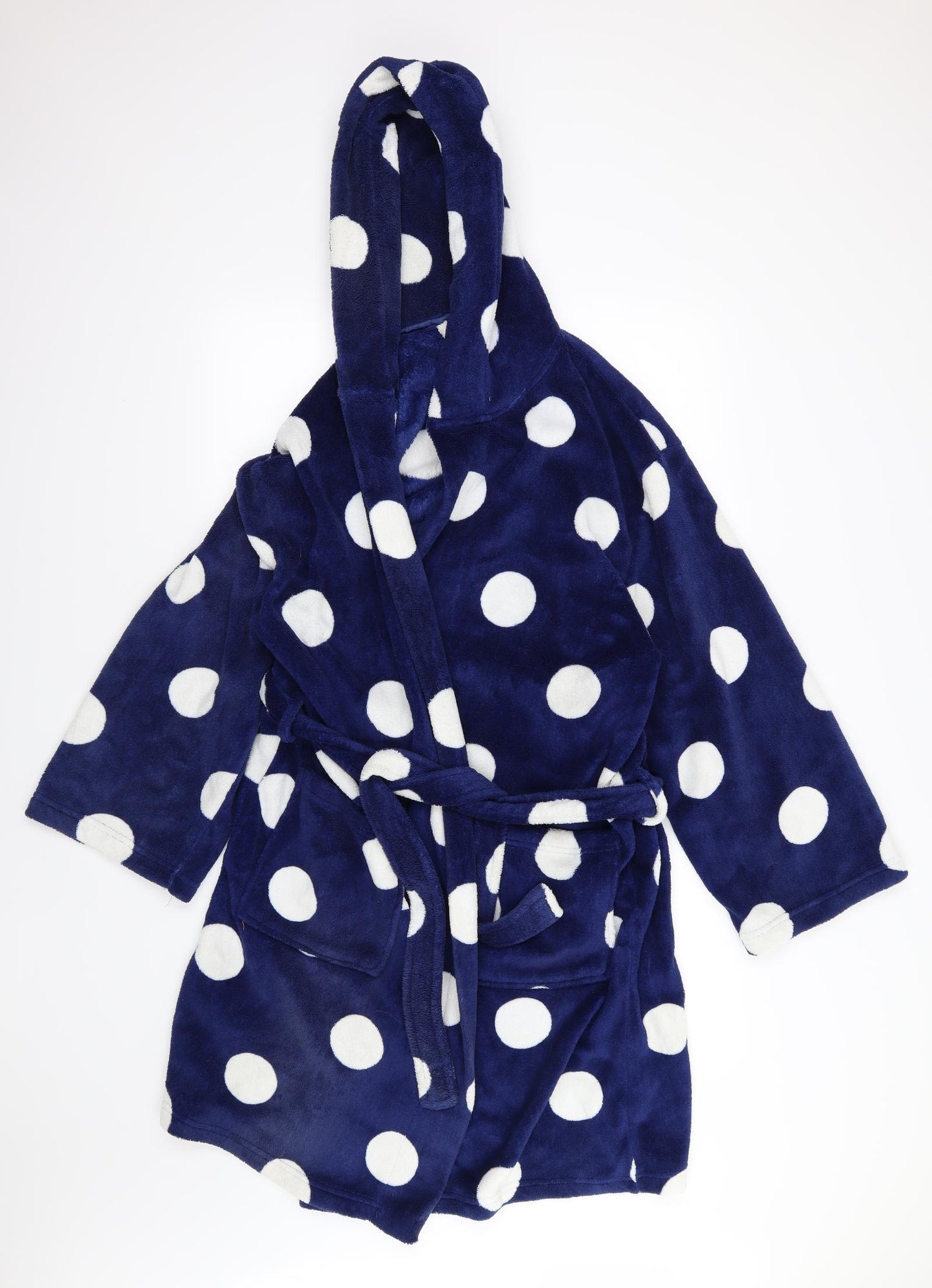 TU Womens Blue Polka Dot Fleece  Gown Size L