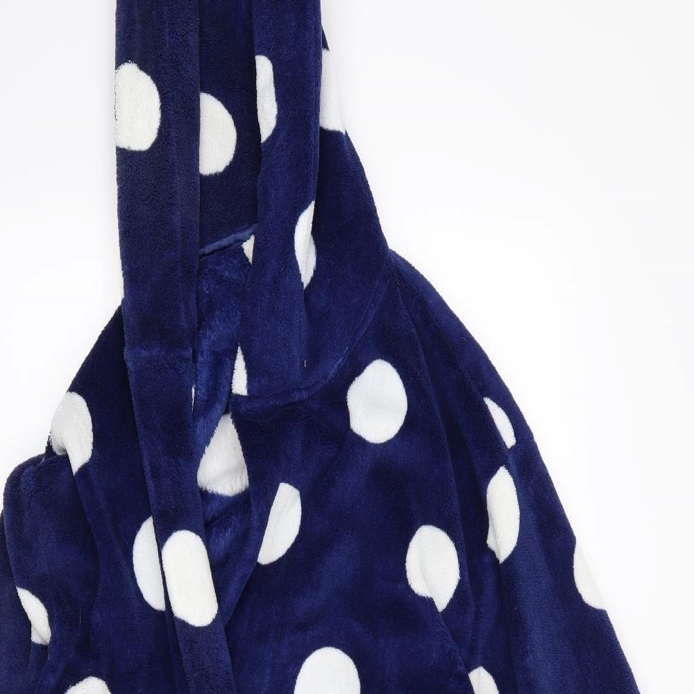 TU Womens Blue Polka Dot Fleece  Gown Size L