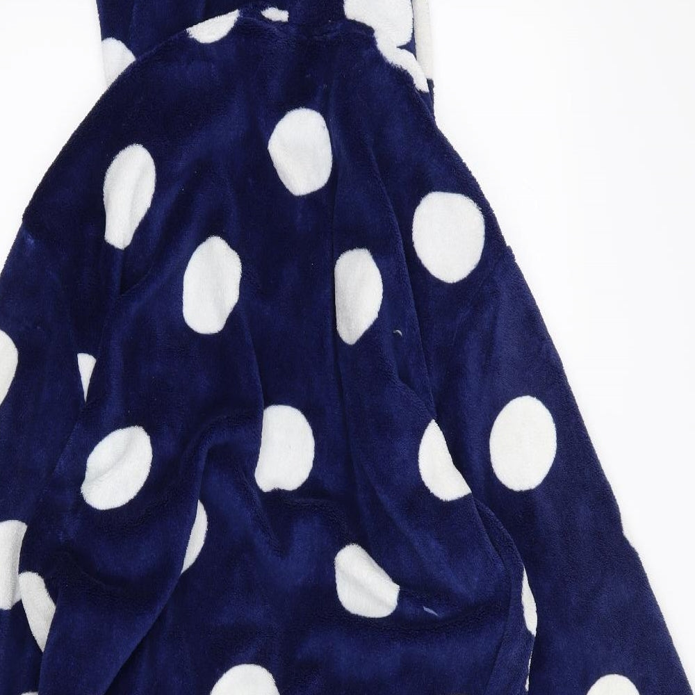 TU Womens Blue Polka Dot Fleece  Gown Size L