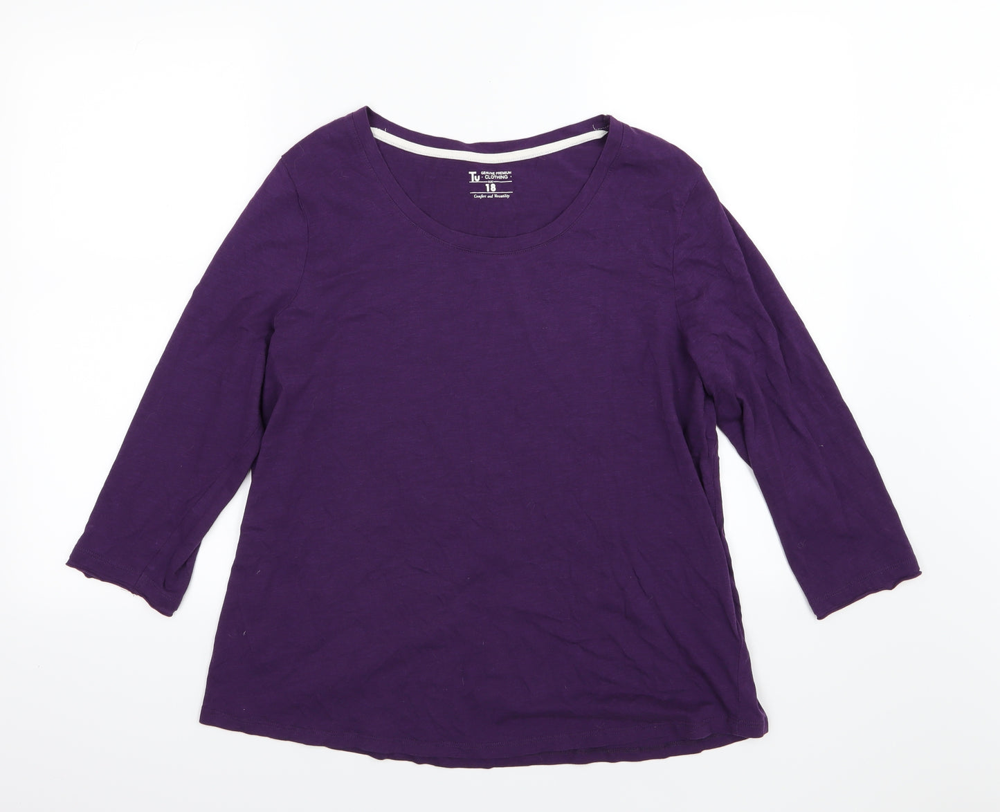 TU Womens Purple  Jersey Basic T-Shirt Size 18