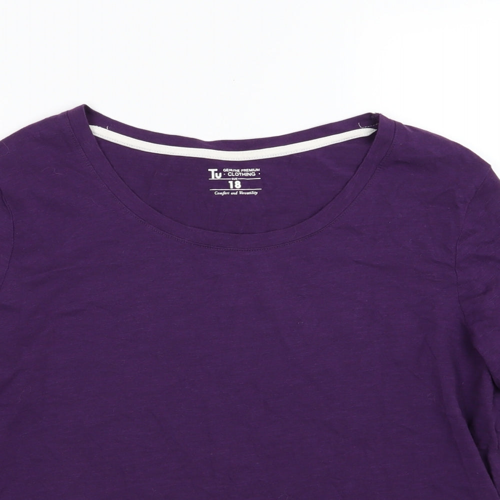 TU Womens Purple  Jersey Basic T-Shirt Size 18