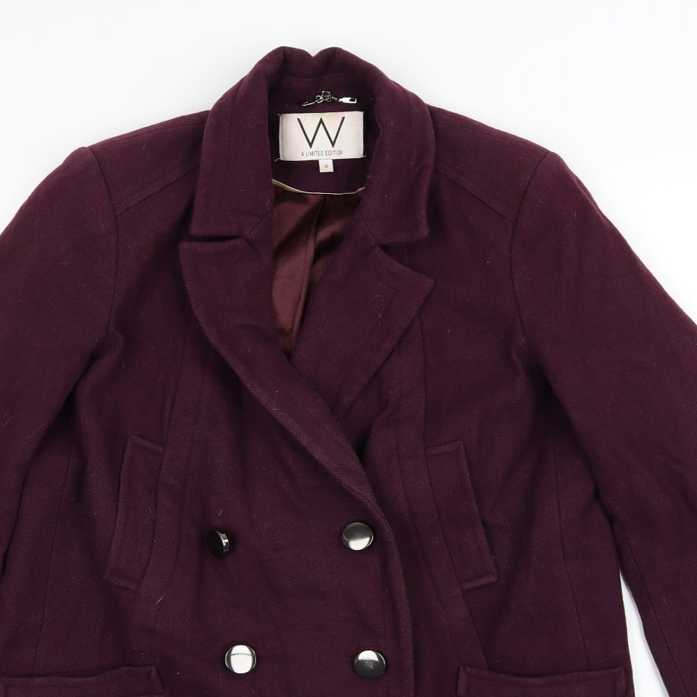 Wallis Womens Purple   Overcoat Coat Size 10