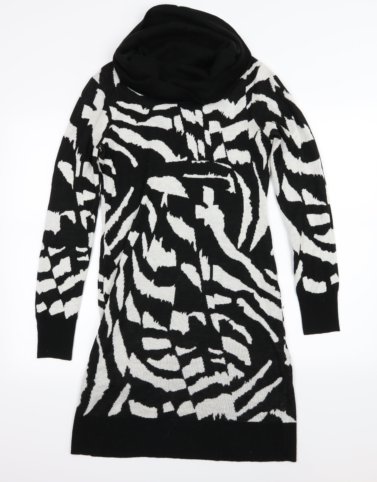 Episode Womens Black Animal Print Knit Jumper Dress  Size S