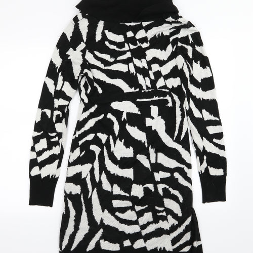 Episode Womens Black Animal Print Knit Jumper Dress  Size S