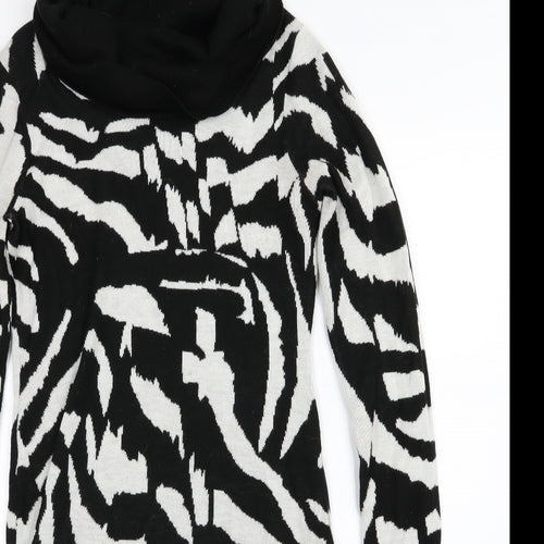 Episode Womens Black Animal Print Knit Jumper Dress  Size S