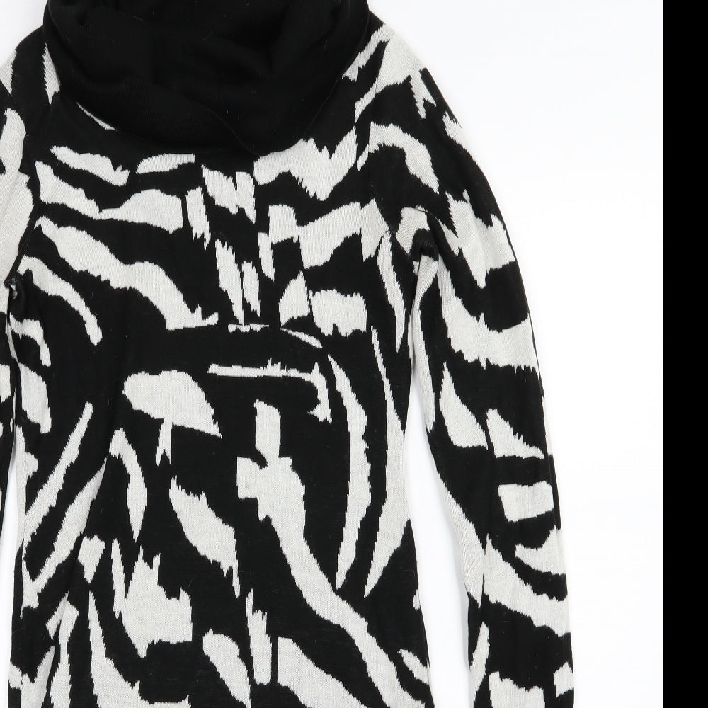 Episode Womens Black Animal Print Knit Jumper Dress  Size S