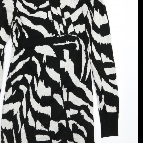 Episode Womens Black Animal Print Knit Jumper Dress  Size S