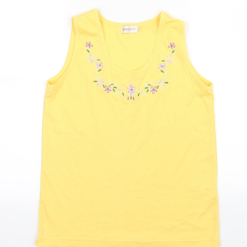Bonmarché Womens Yellow Floral Jersey Basic Tank Size L