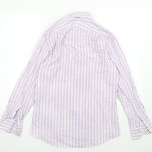 Charles Tyrwhitt Mens Purple Striped Woven  Dress Shirt Size 15
