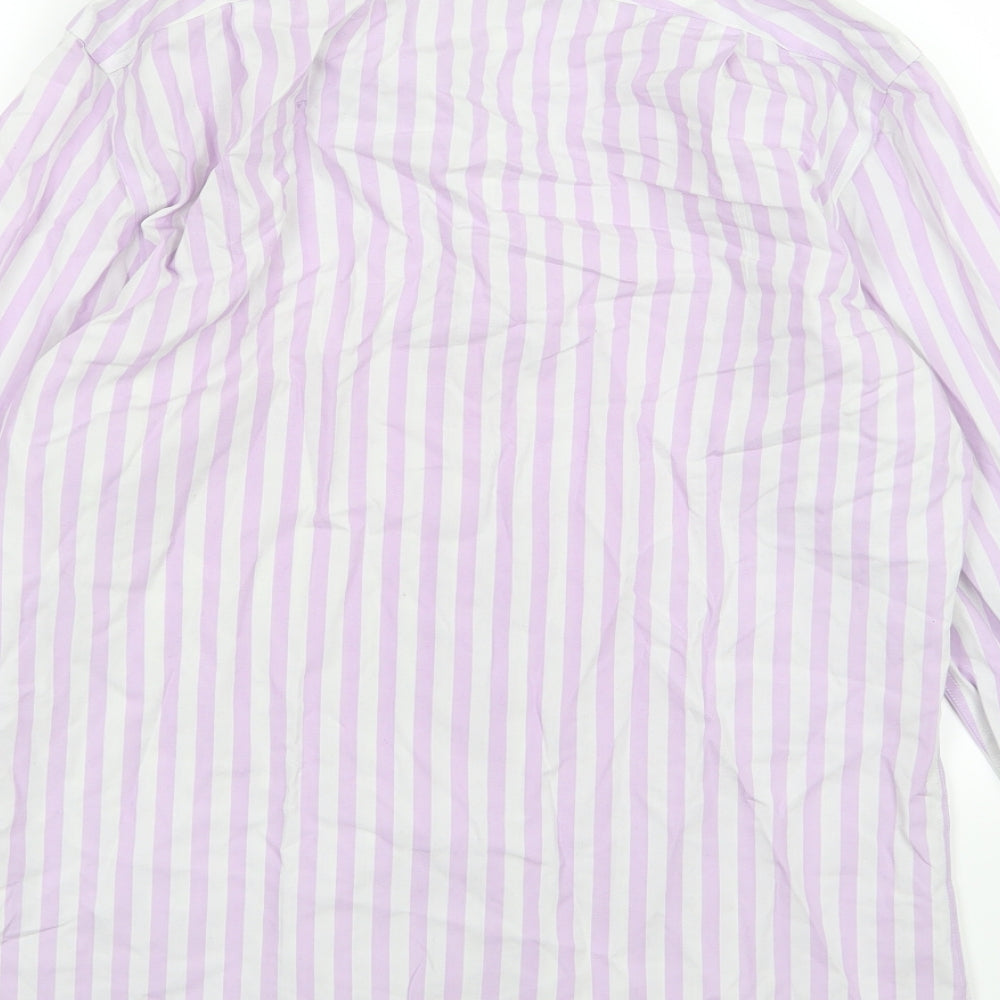 Charles Tyrwhitt Mens Purple Striped Woven  Dress Shirt Size 15