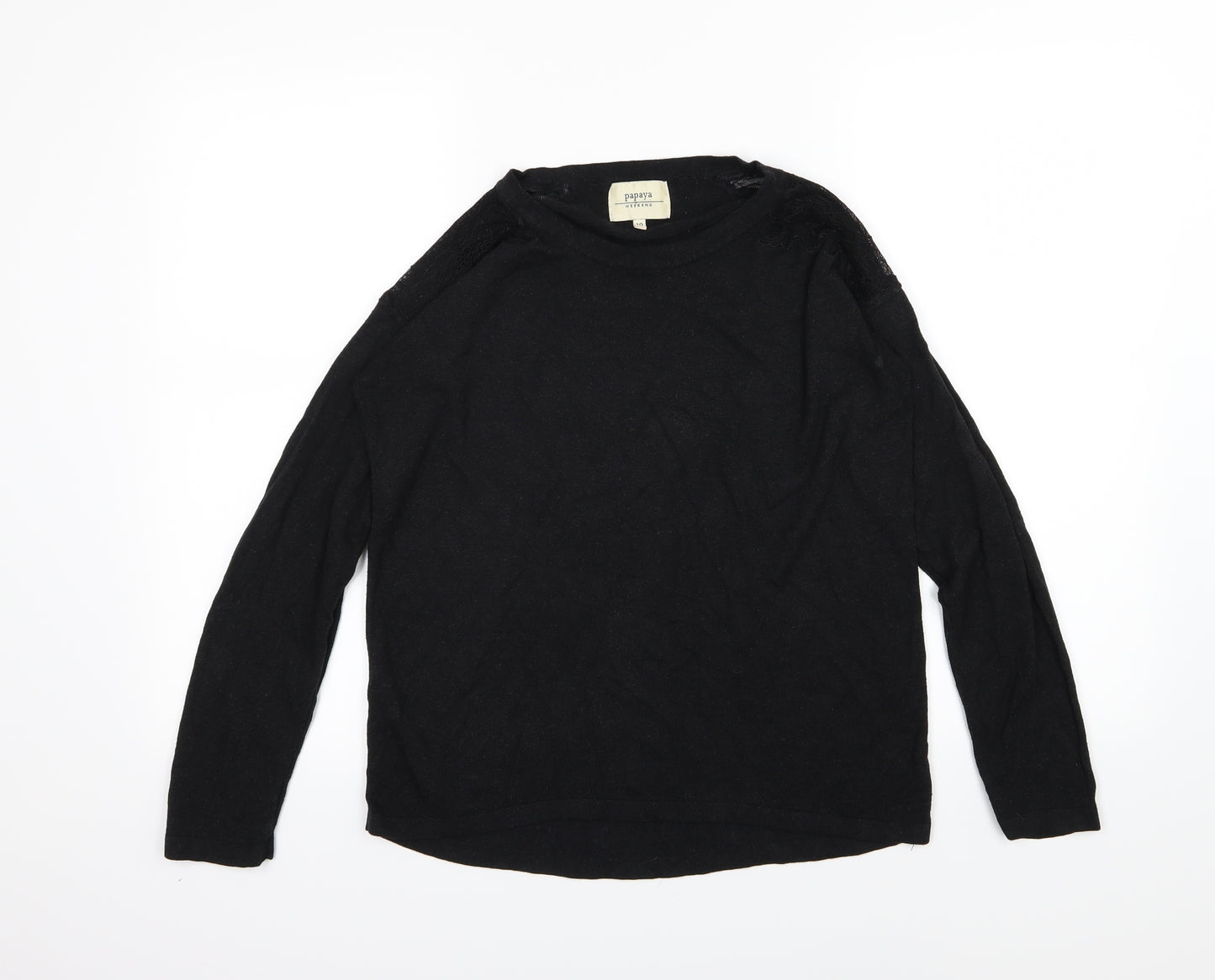 Papaya Womens Black  Knit Pullover Jumper Size 10