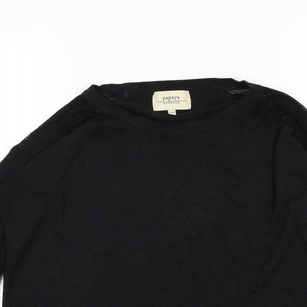 Papaya Womens Black  Knit Pullover Jumper Size 10