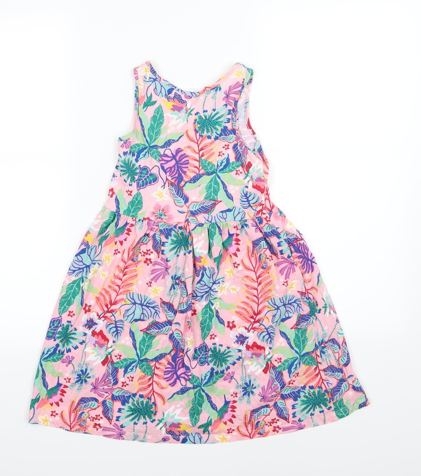 H&M Girls Multicoloured Floral Jersey Skater Dress  Size 7-8 Years
