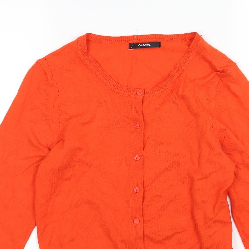 George Womens Orange  Knit Cardigan Jumper Size 8