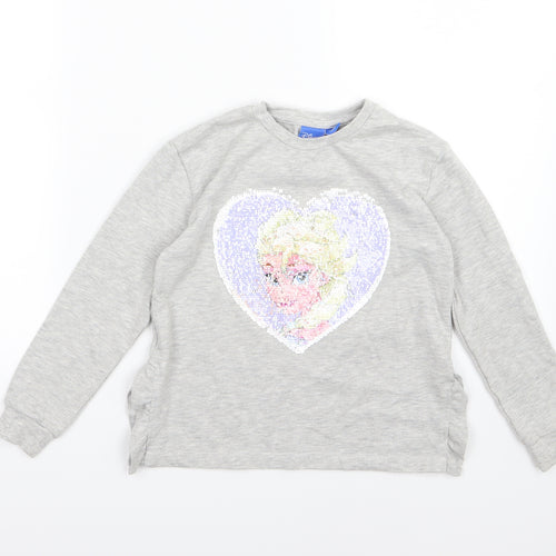 Primark Girls Grey  Jersey Pullover Sweatshirt Size 7-8 Years  - Frozen Elsa and Anna