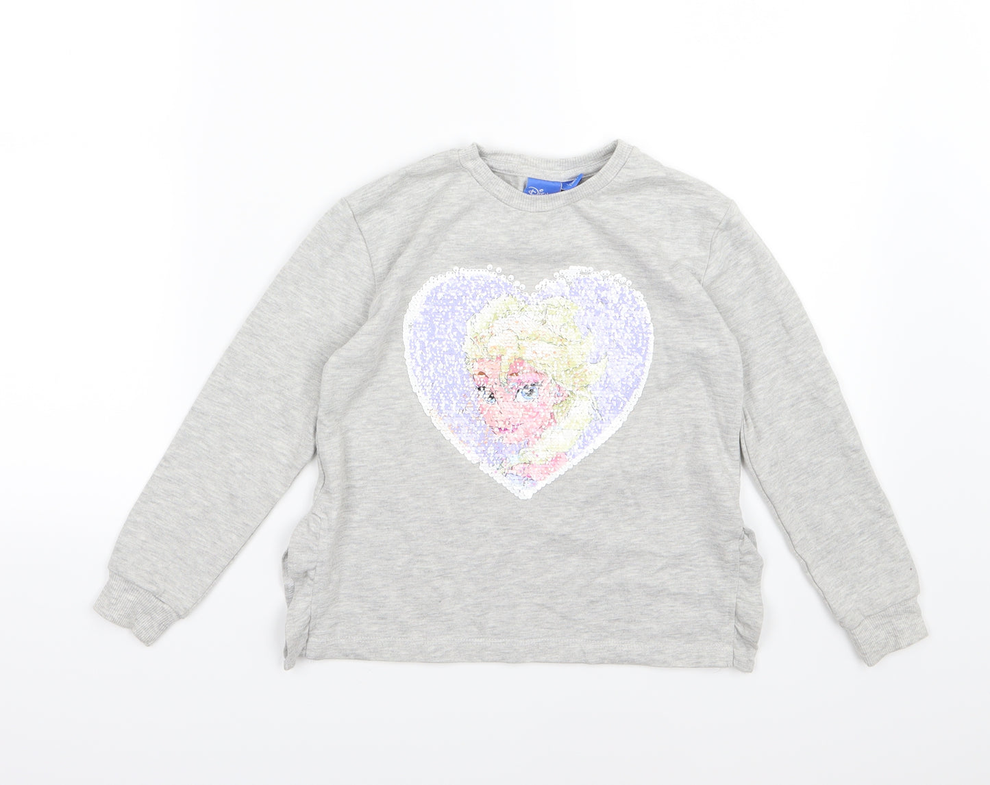 Primark Girls Grey  Jersey Pullover Sweatshirt Size 7-8 Years  - Frozen Elsa and Anna