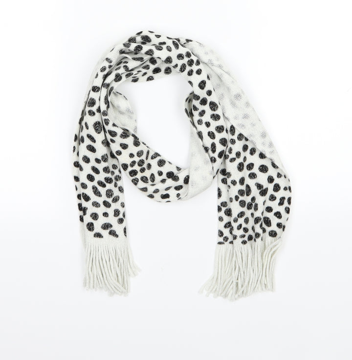 Preworn Womens White Polka Dot Knit  Scarf