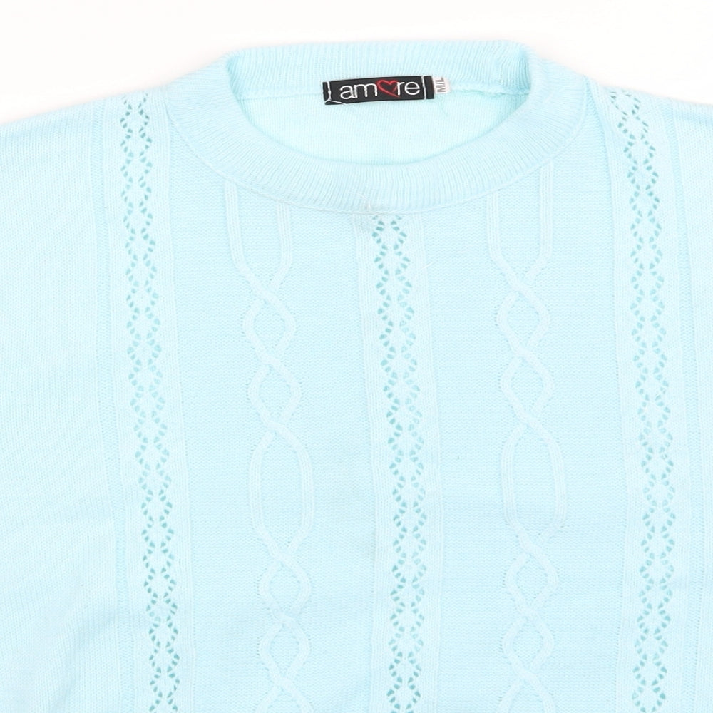 Amore Womens Blue  Knit Pullover Jumper Size M