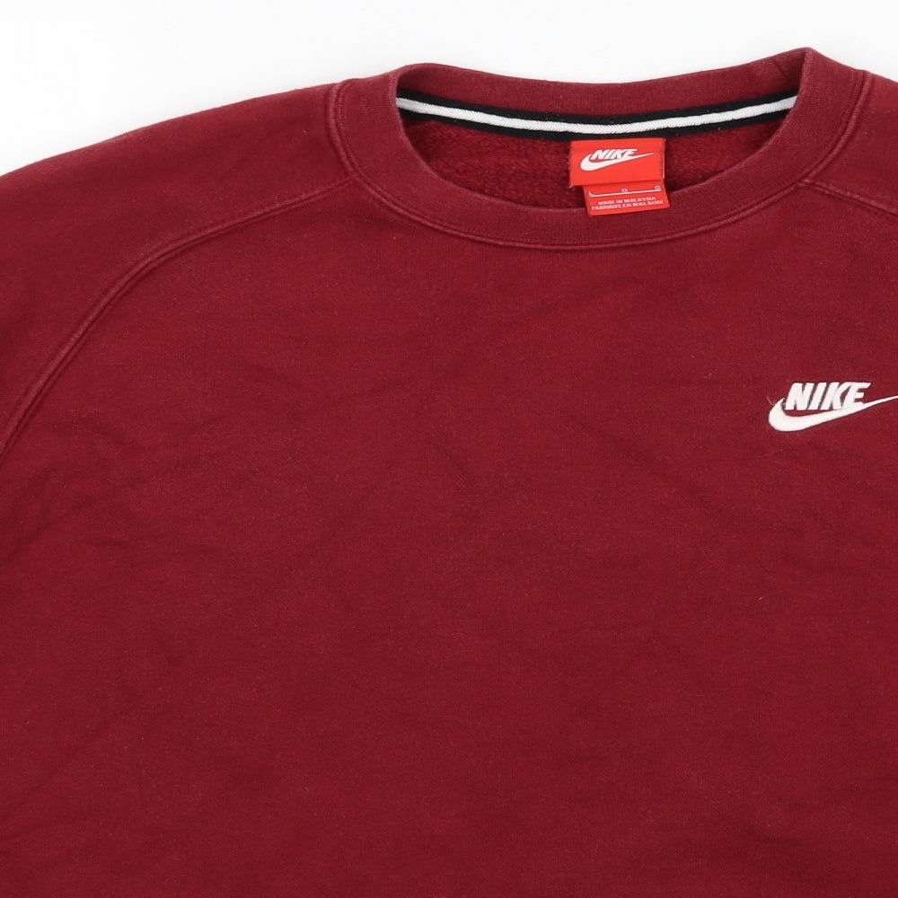 Nike Mens Red  Jersey Pullover Sweatshirt Size L  - Burgundy