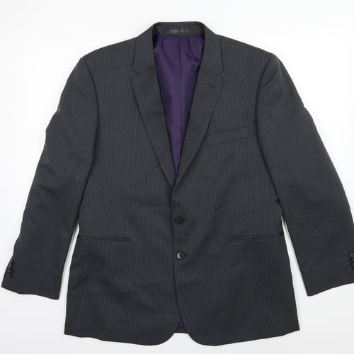 Taylor & Wright Mens Grey Striped Rayon Jacket Suit Jacket Size 42