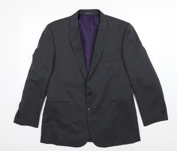 Taylor & Wright Mens Grey Striped Rayon Jacket Suit Jacket Size 42