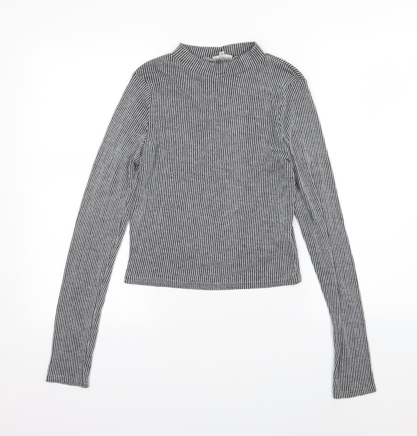 River Island Womens Grey Striped Knit Pullover Jumper Size 12