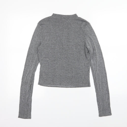 River Island Womens Grey Striped Knit Pullover Jumper Size 12