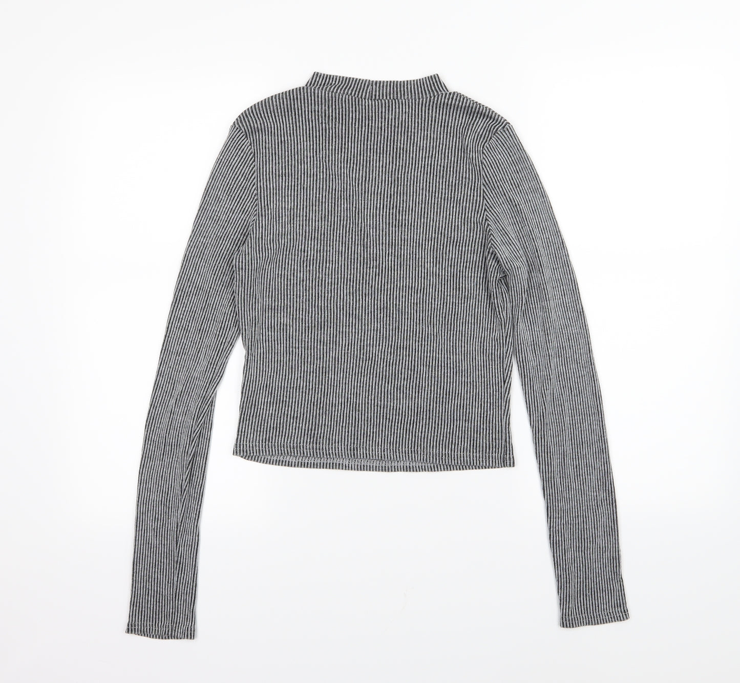 River Island Womens Grey Striped Knit Pullover Jumper Size 12