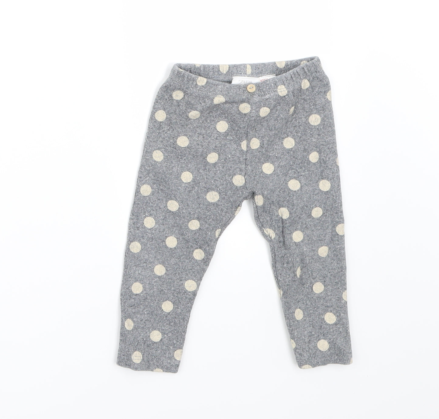 Zara Girls Grey Polka Dot  Sweatpants Leggings Size 9-12 Months