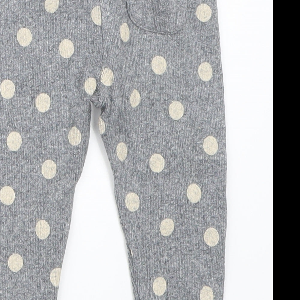 Zara Girls Grey Polka Dot  Sweatpants Leggings Size 9-12 Months