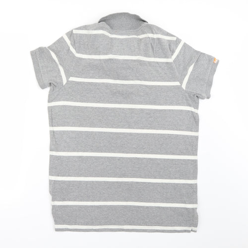 Superdry Mens Grey Striped   Polo Size L