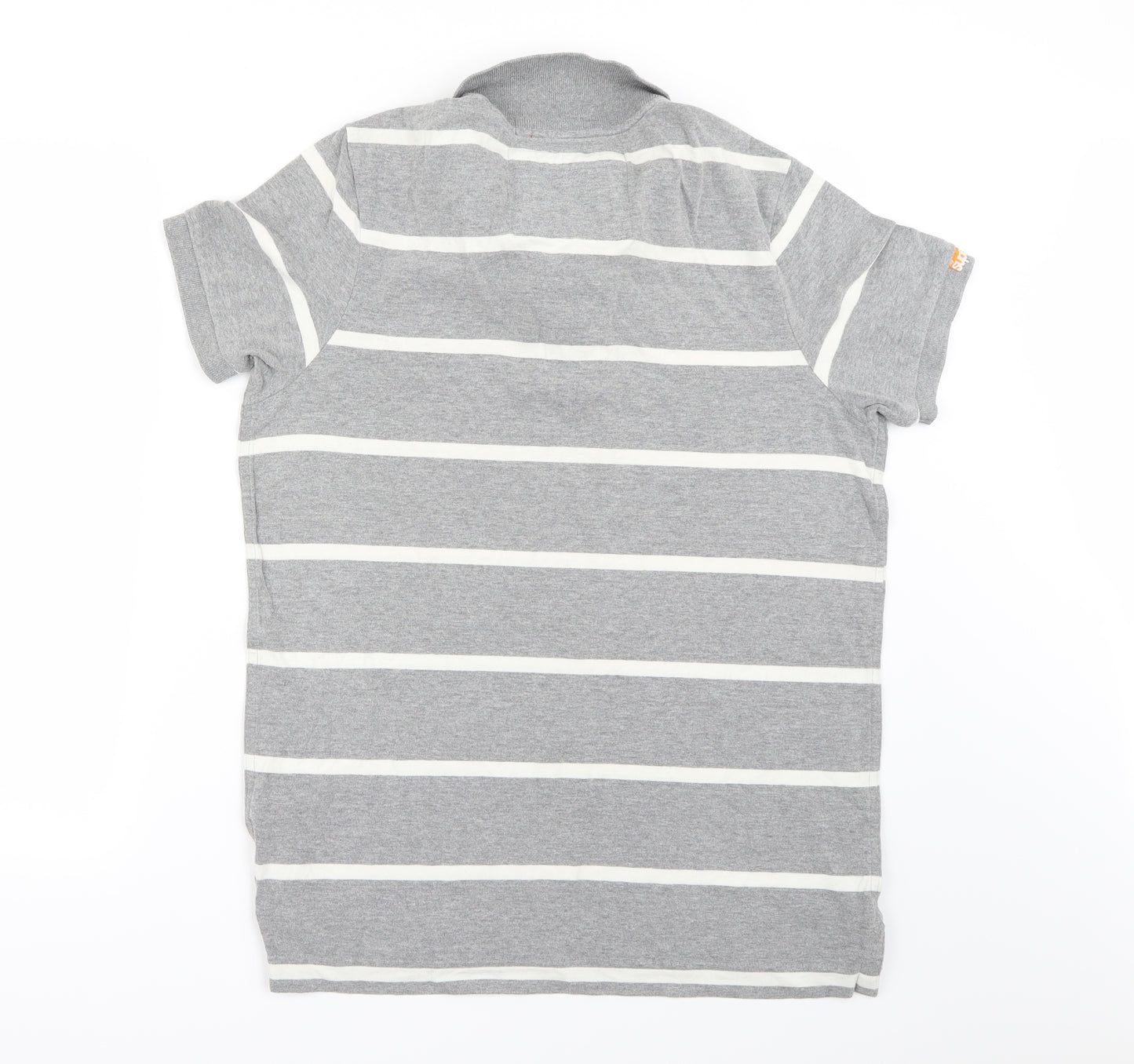 Superdry Mens Grey Striped   Polo Size L
