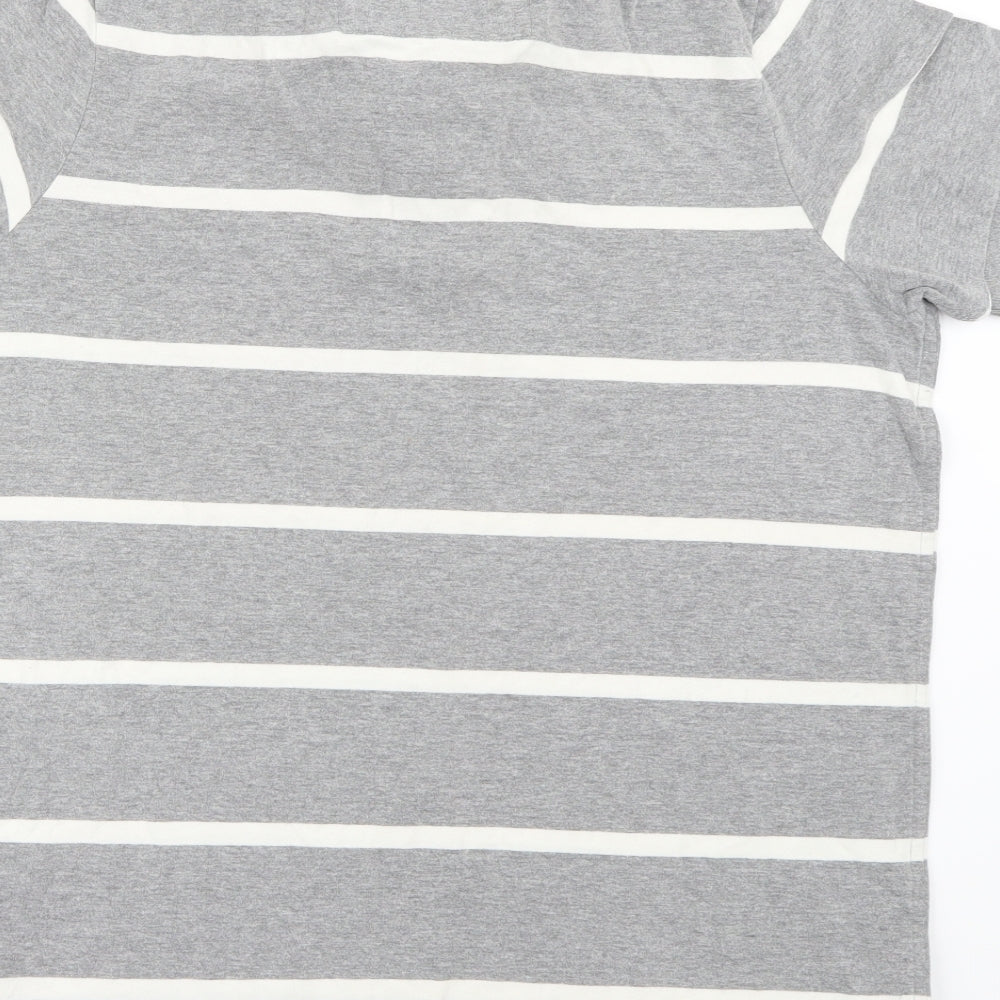 Superdry Mens Grey Striped   Polo Size L