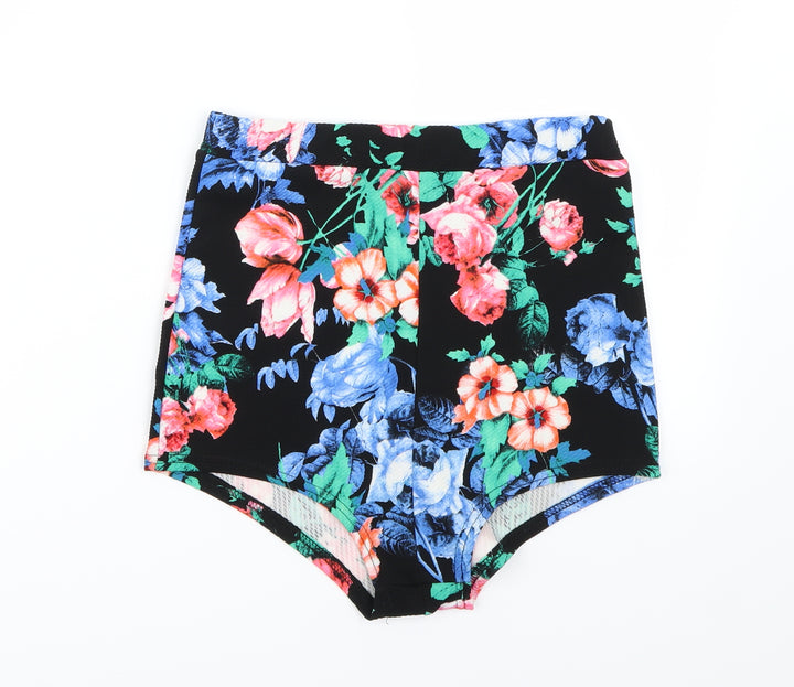 Preworn Womens Black Floral Hot Pants Shorts Size 10