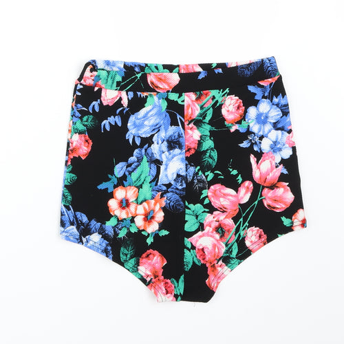 Preworn  Womens Black Floral  Hot Pants Shorts Size 10