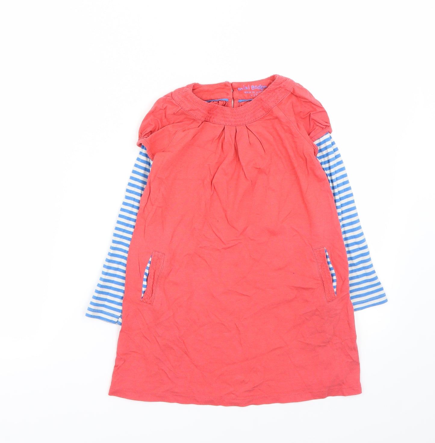 Mini Boden Girls Pink Striped  A-Line  Size 4-5 Years