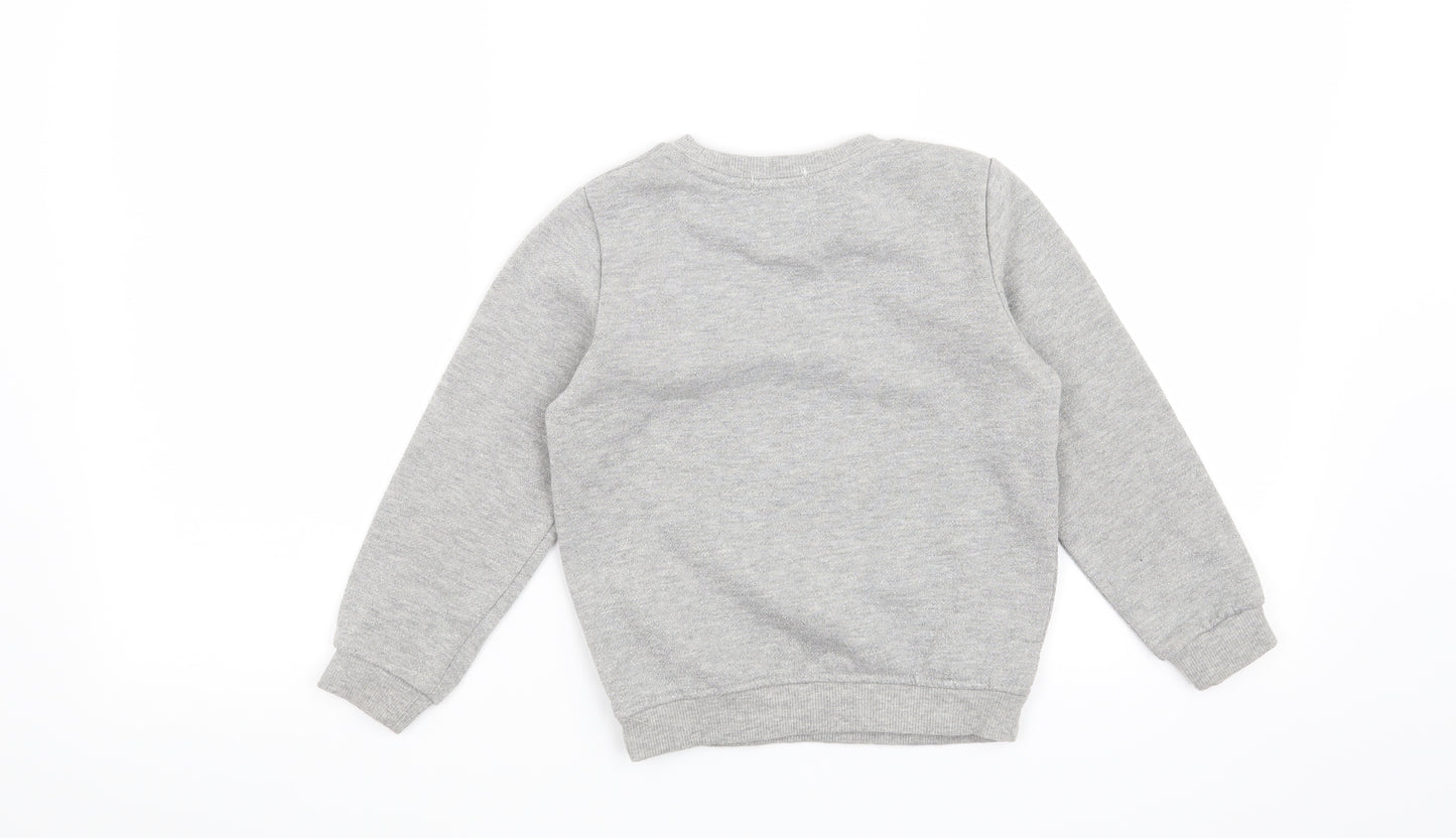 Primark Girls Grey   Pullover Sweatshirt Size 5-6 Years  - Dream big & wish upon the stars