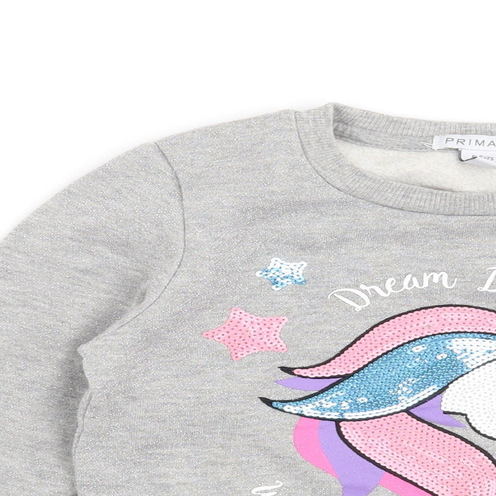 Primark Girls Grey   Pullover Sweatshirt Size 5-6 Years  - Dream big & wish upon the stars
