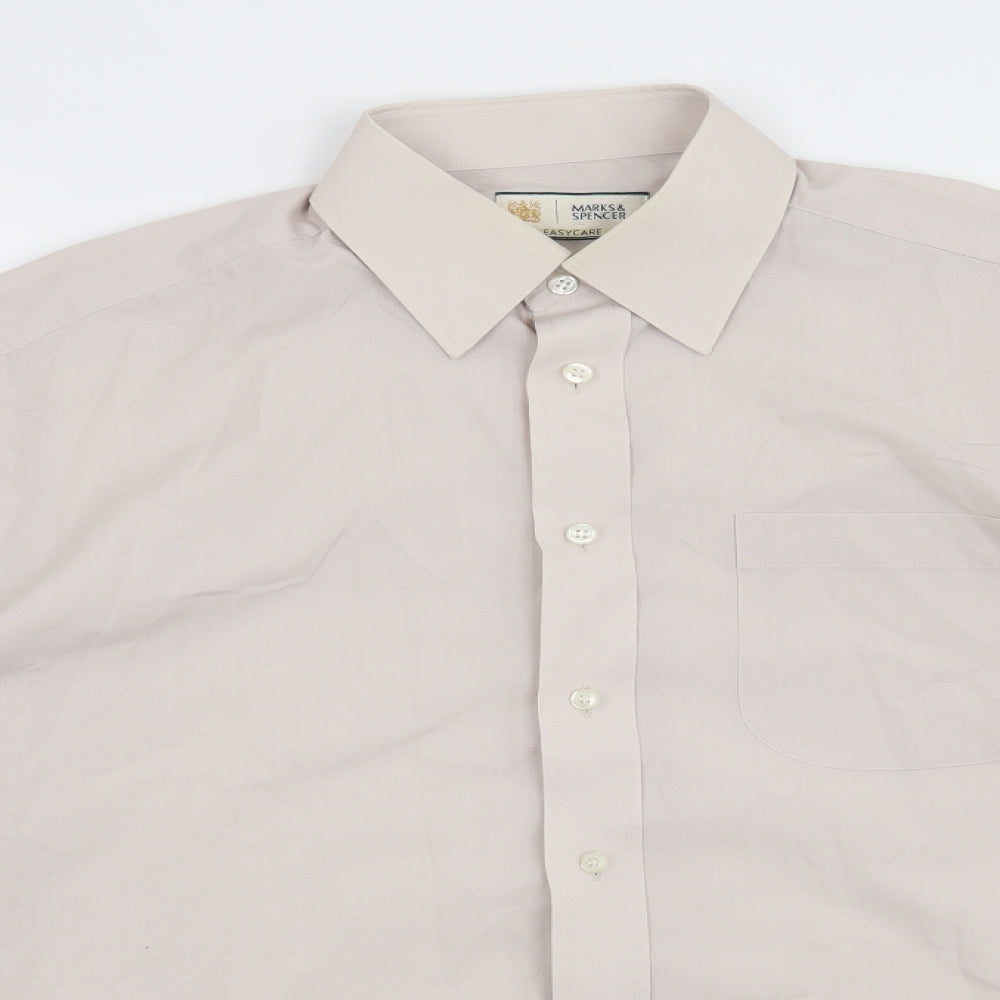 Marks and Spencer Mens Beige    Dress Shirt Size 15