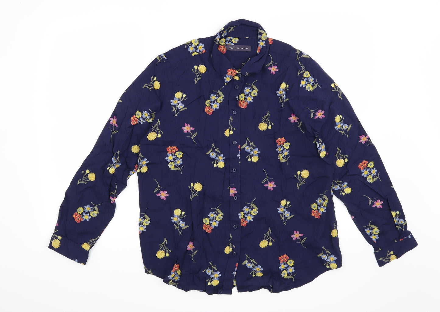 Marks and Spencer Womens Blue Floral  Basic Blouse Size 12