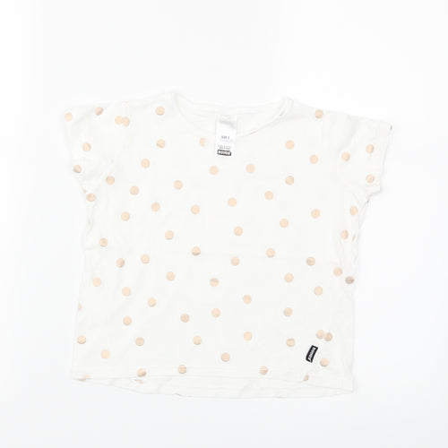 Bonds Girls White Polka Dot  Basic T-Shirt Size 3 Years