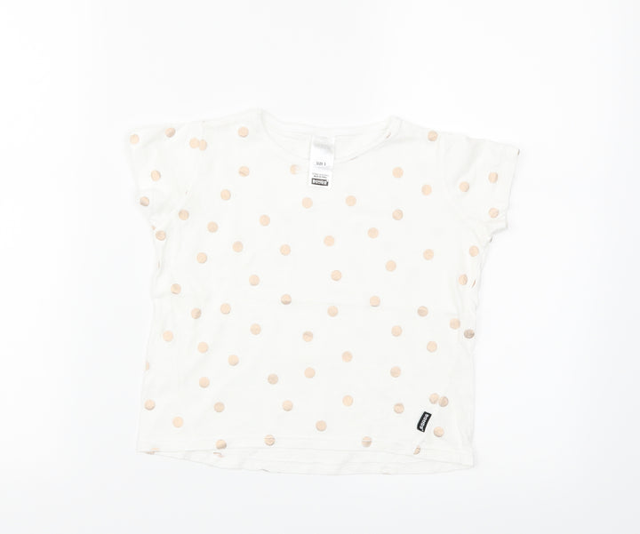Bonds Girls White Polka Dot Basic T-Shirt Size 3 Years