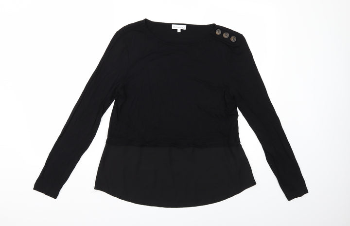 Warehouse Womens Black Basic T-Shirt Size 14