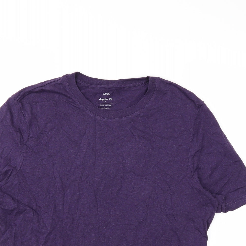 Marks and Spencer Mens Purple    T-Shirt Size L