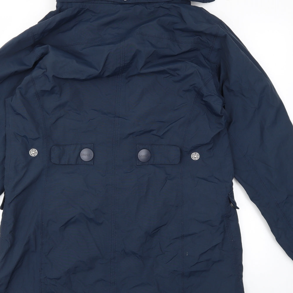 Seasalt Womens Blue  Rayon Rain Coat Coat Size 12