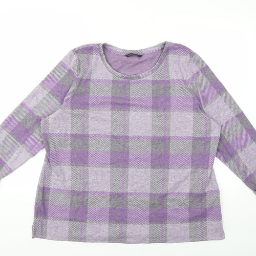 Marks and Spencer Womens Purple Check  Pullover Jumper Size 20