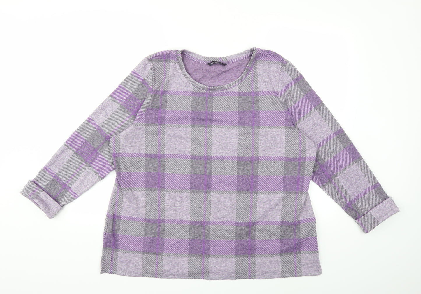 Marks and Spencer Womens Purple Check  Pullover Jumper Size 20
