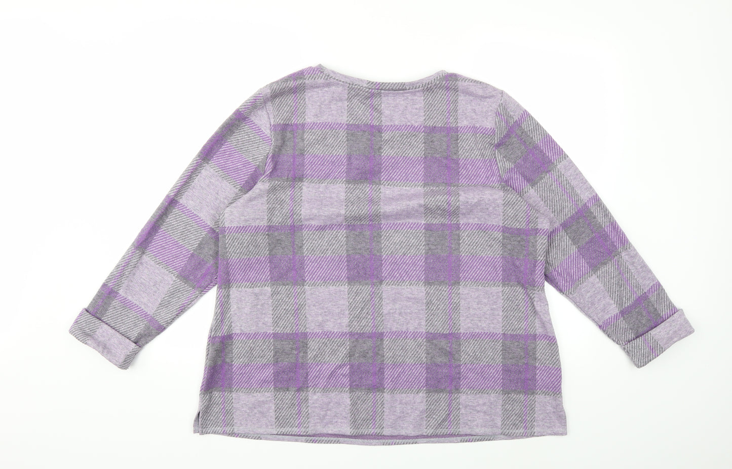 Marks and Spencer Womens Purple Check  Pullover Jumper Size 20