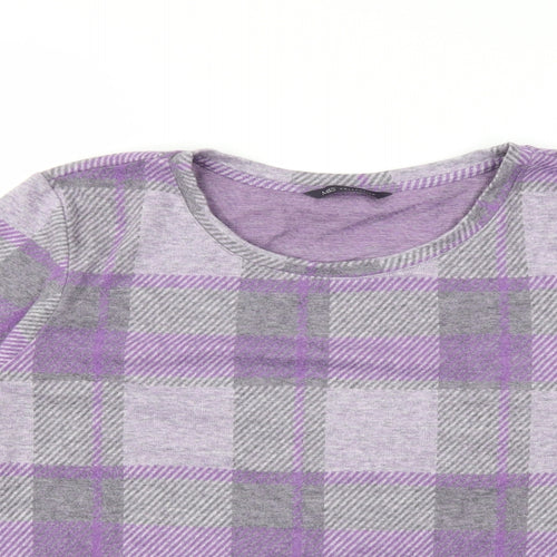 Marks and Spencer Womens Purple Check  Pullover Jumper Size 20