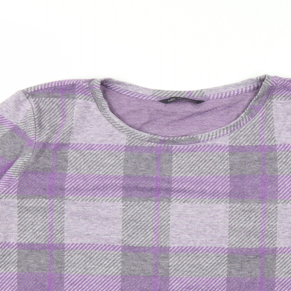 Marks and Spencer Womens Purple Check  Pullover Jumper Size 20
